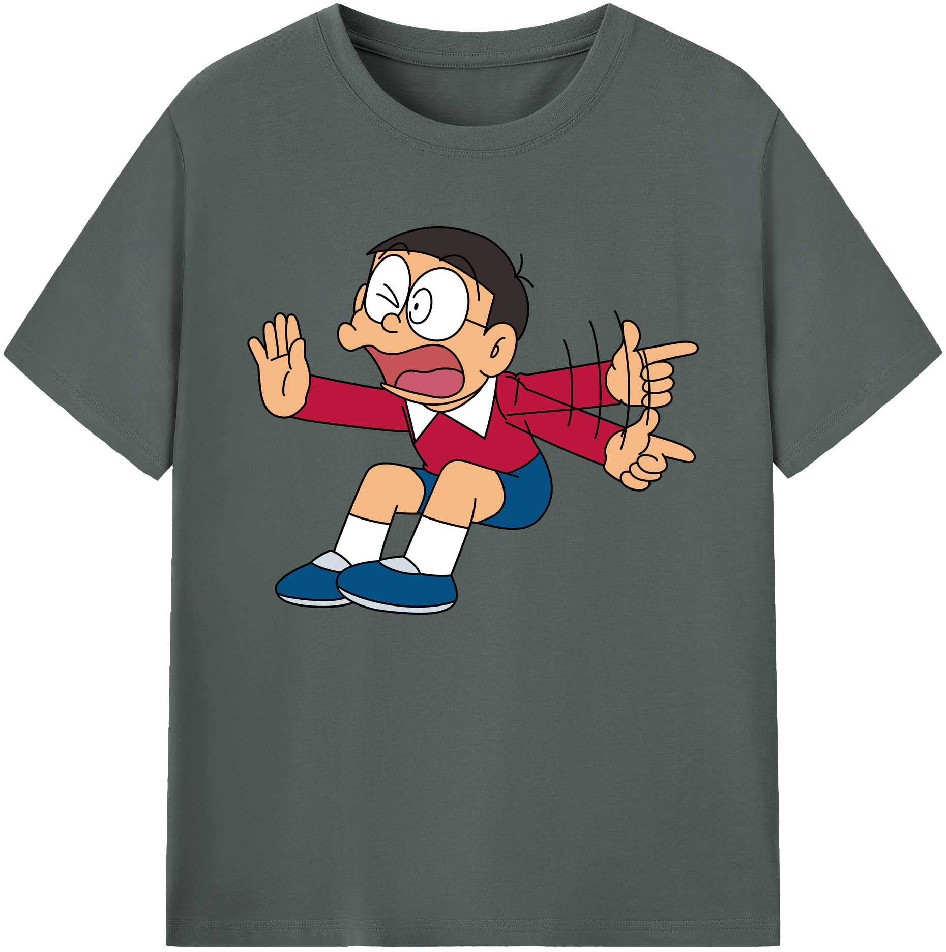 （画像用） ドラえもん 野比 のび太 Doraemon Nobita Nobi 綿100％ メンズ半袖Tシャツ｜肌触りやわらか＆通気性